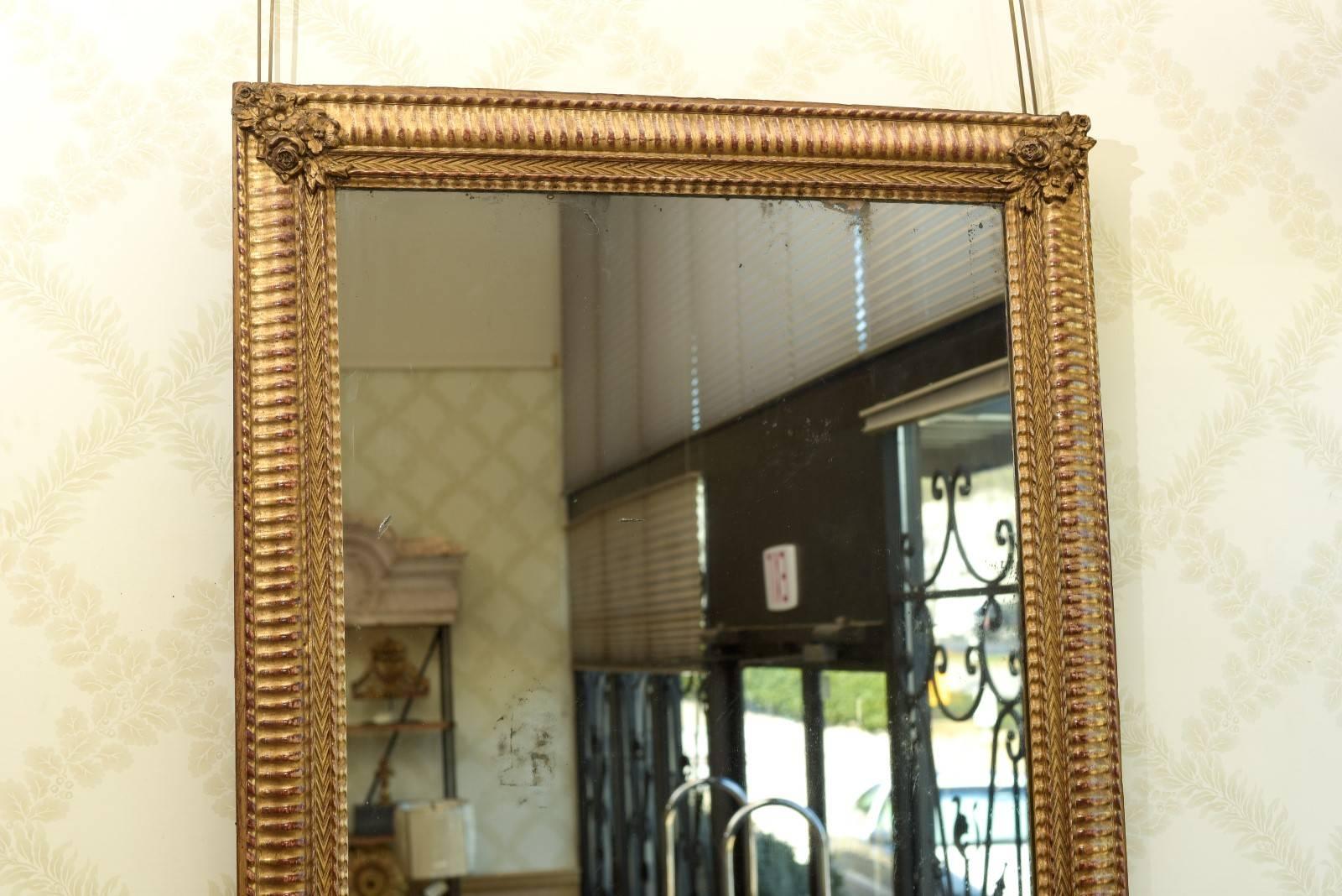 Giltwood 19th Century Restauration Period Gilt Mirror, circa 1830 For Sale