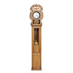 19th Century Carved Oak Tall Case Clock from Normandy