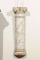 Pair of 18th Century Carved Wood White Columns, circa 1790