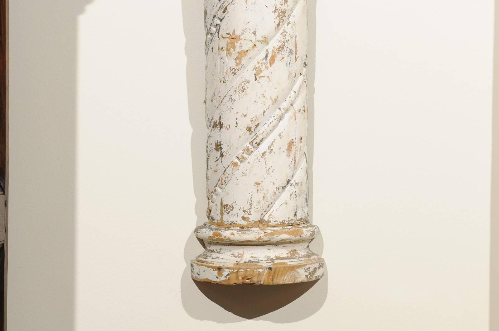 Pair of 18th Century Carved Wood White Columns, circa 1790 For Sale 1