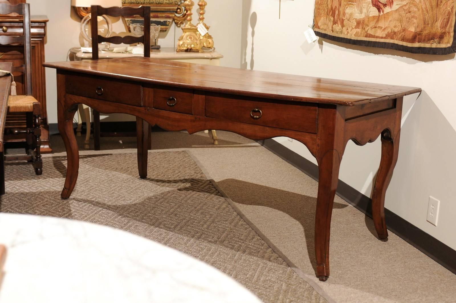 French 19th Century Louis XV Style Cherry Console Table, circa 1870 For Sale