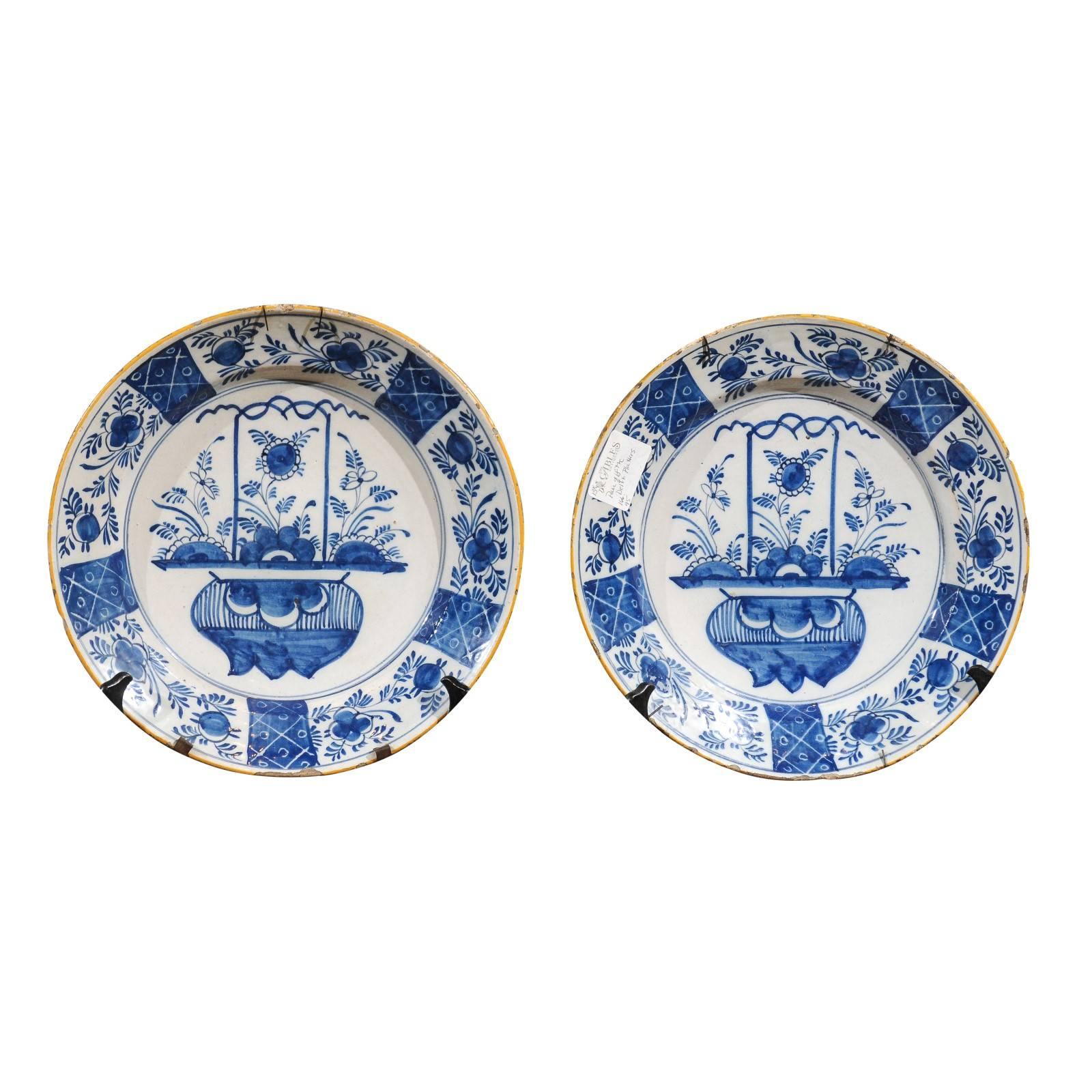 Pair of 17th Century Blue Delft Chargers, circa 1690 For Sale