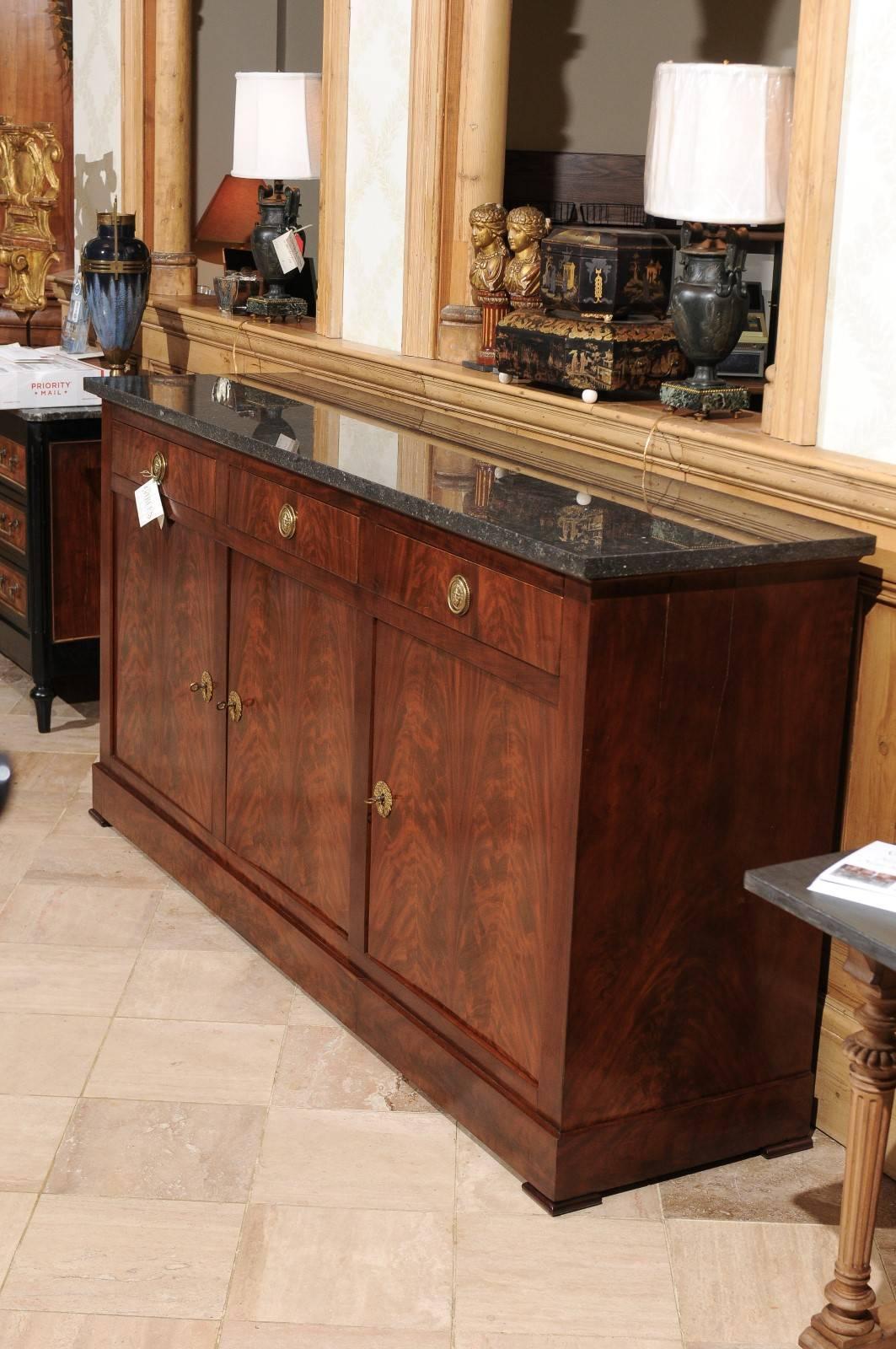 19th Century Mahogany Empire Style Enfilade with Marble Top, circa 1880 For Sale 5