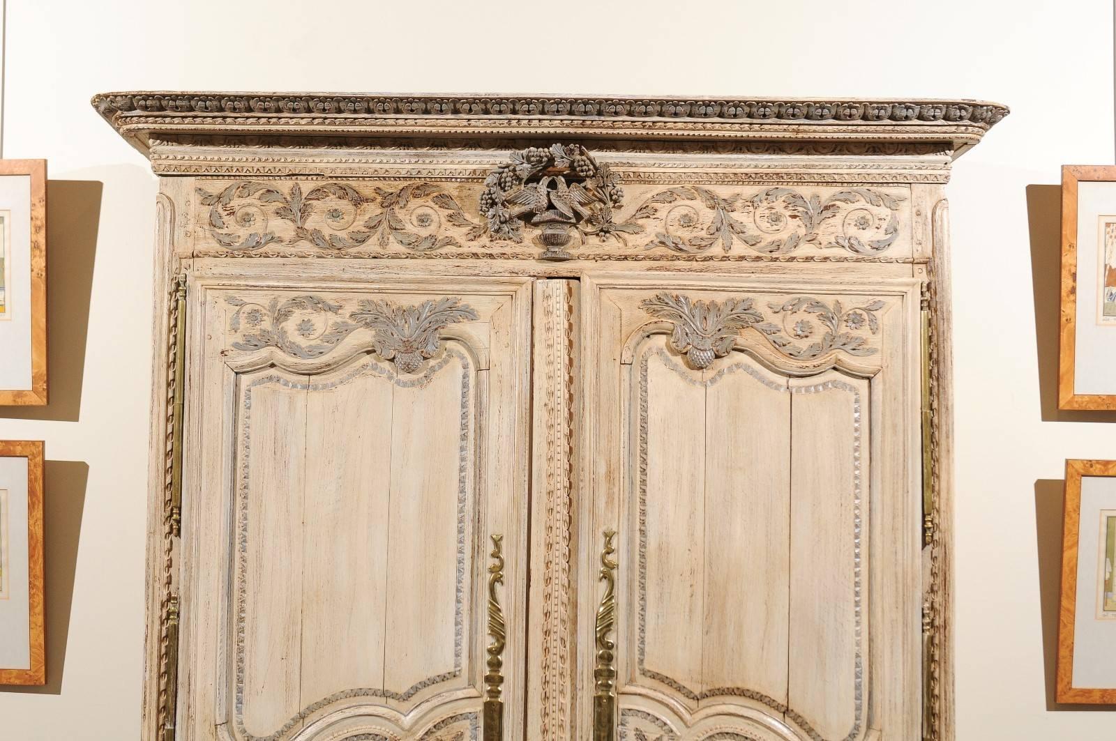 Hand-Painted 19th Century  French Painted Armoire, Circa 1820 For Sale