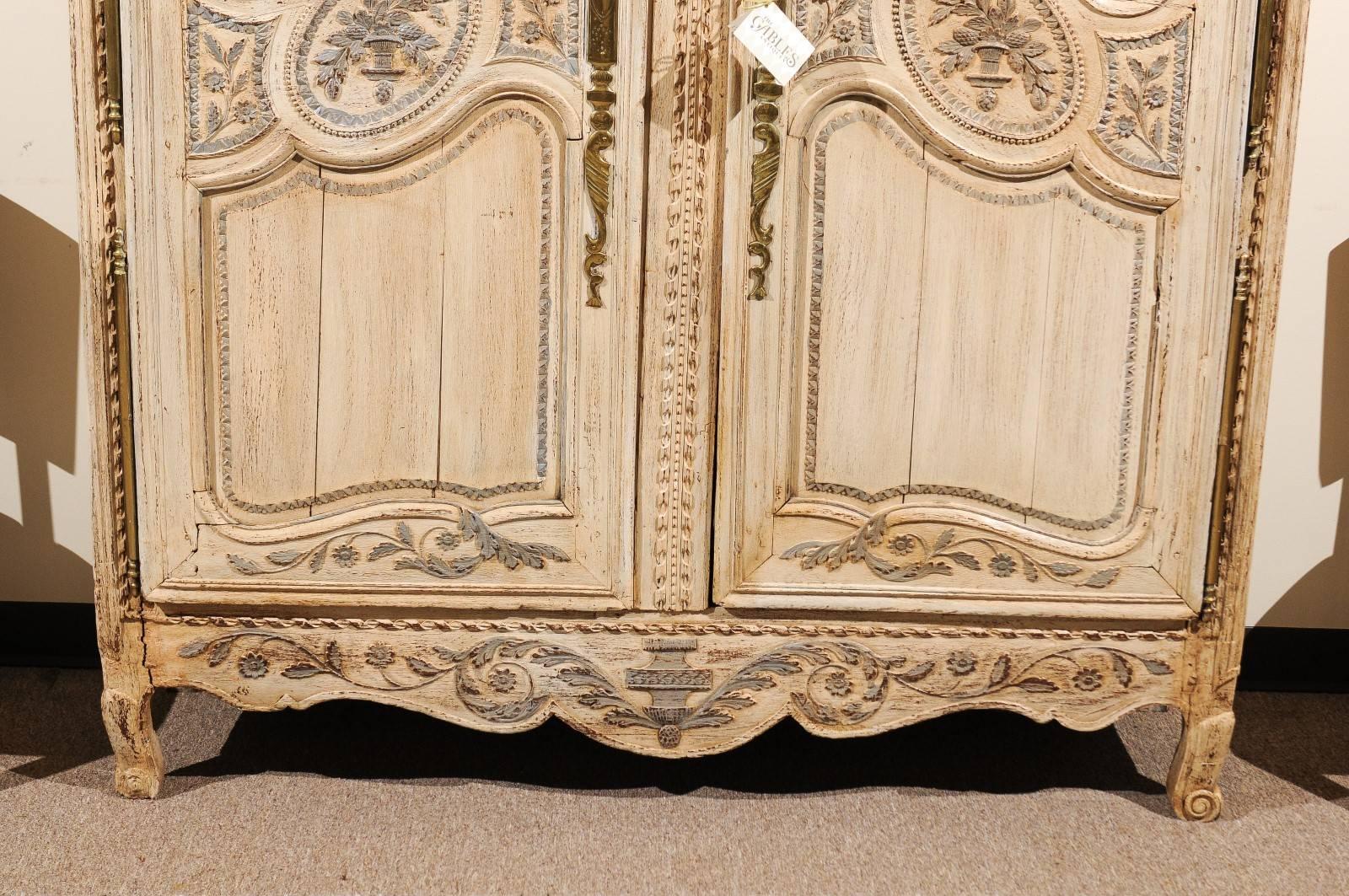 Oak 19th Century  French Painted Armoire, Circa 1820 For Sale
