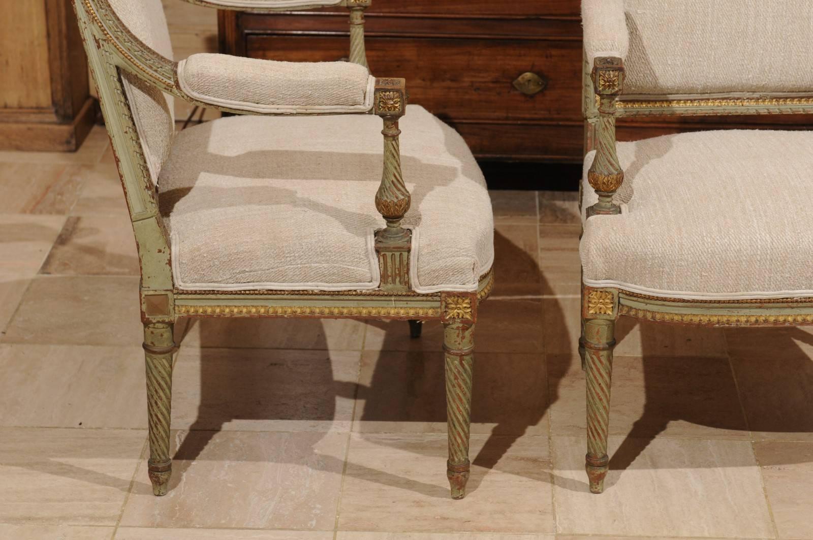 19th Century Pair of Louis XVI Style Painted Chairs, circa 1880 For Sale 3