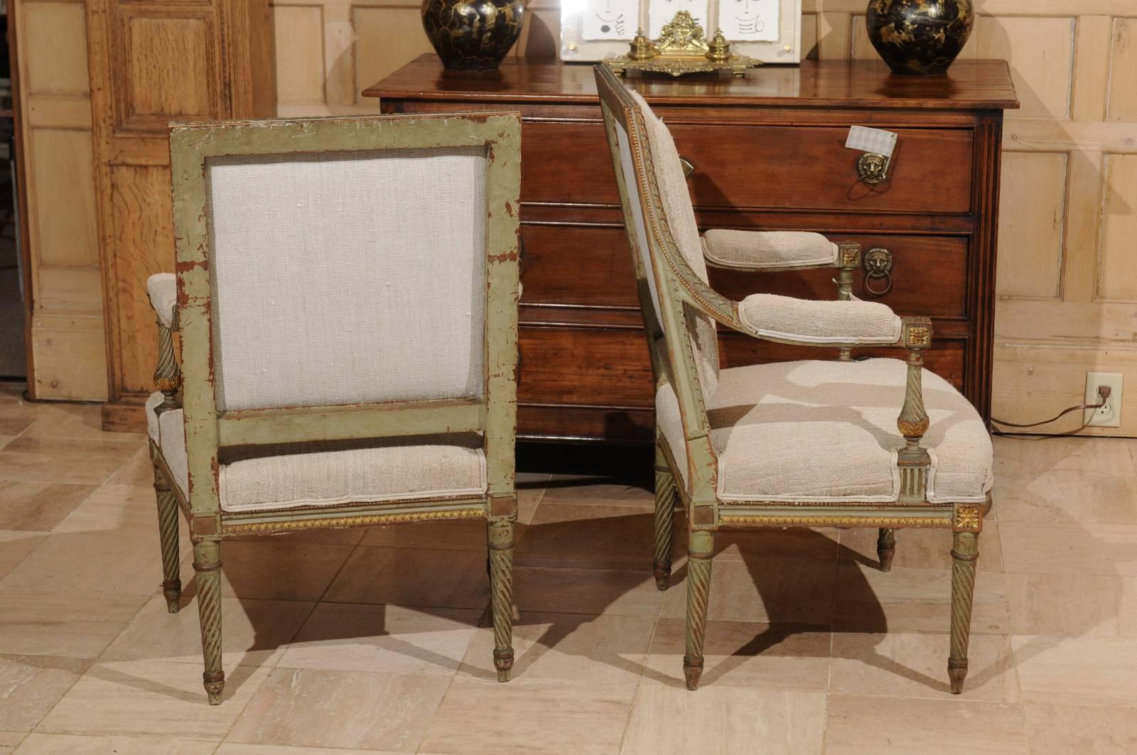 19th Century Pair of Louis XVI Style Painted Chairs, circa 1880 For Sale 4