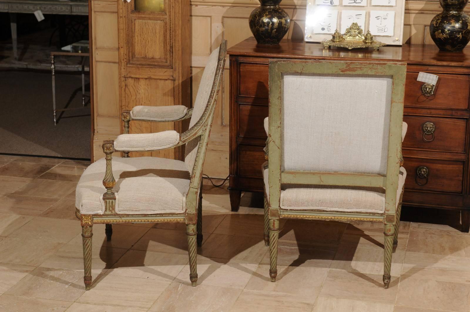 19th Century Pair of Louis XVI Style Painted Chairs, circa 1880 For Sale 5