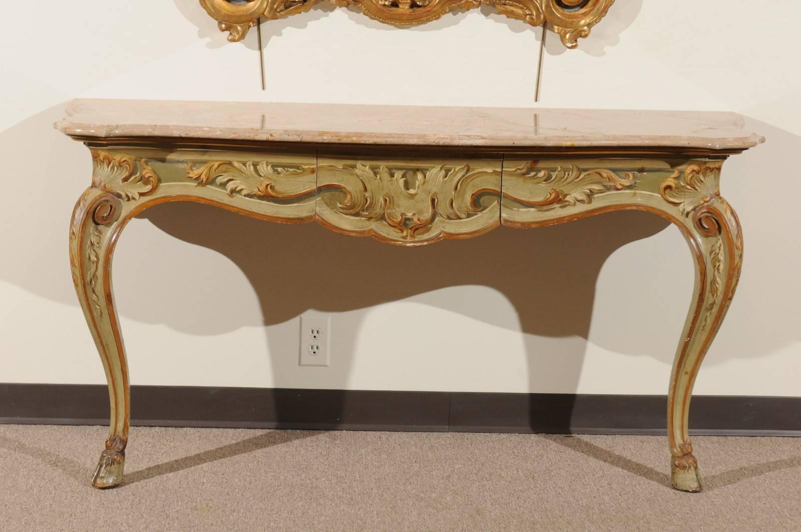 French Louis XV Style Painted Console, circa 1900 For Sale