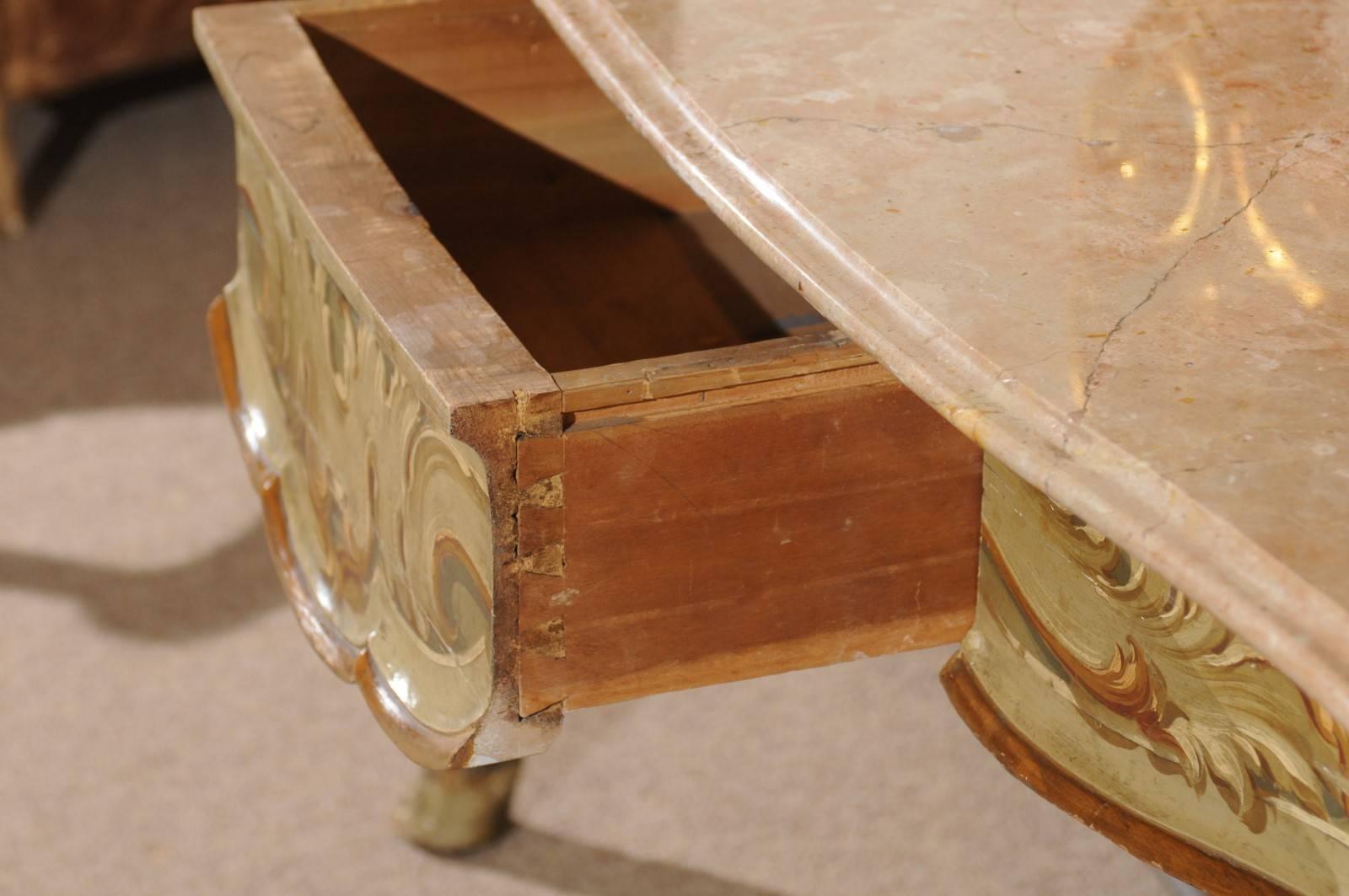 Marble Louis XV Style Painted Console, circa 1900 For Sale
