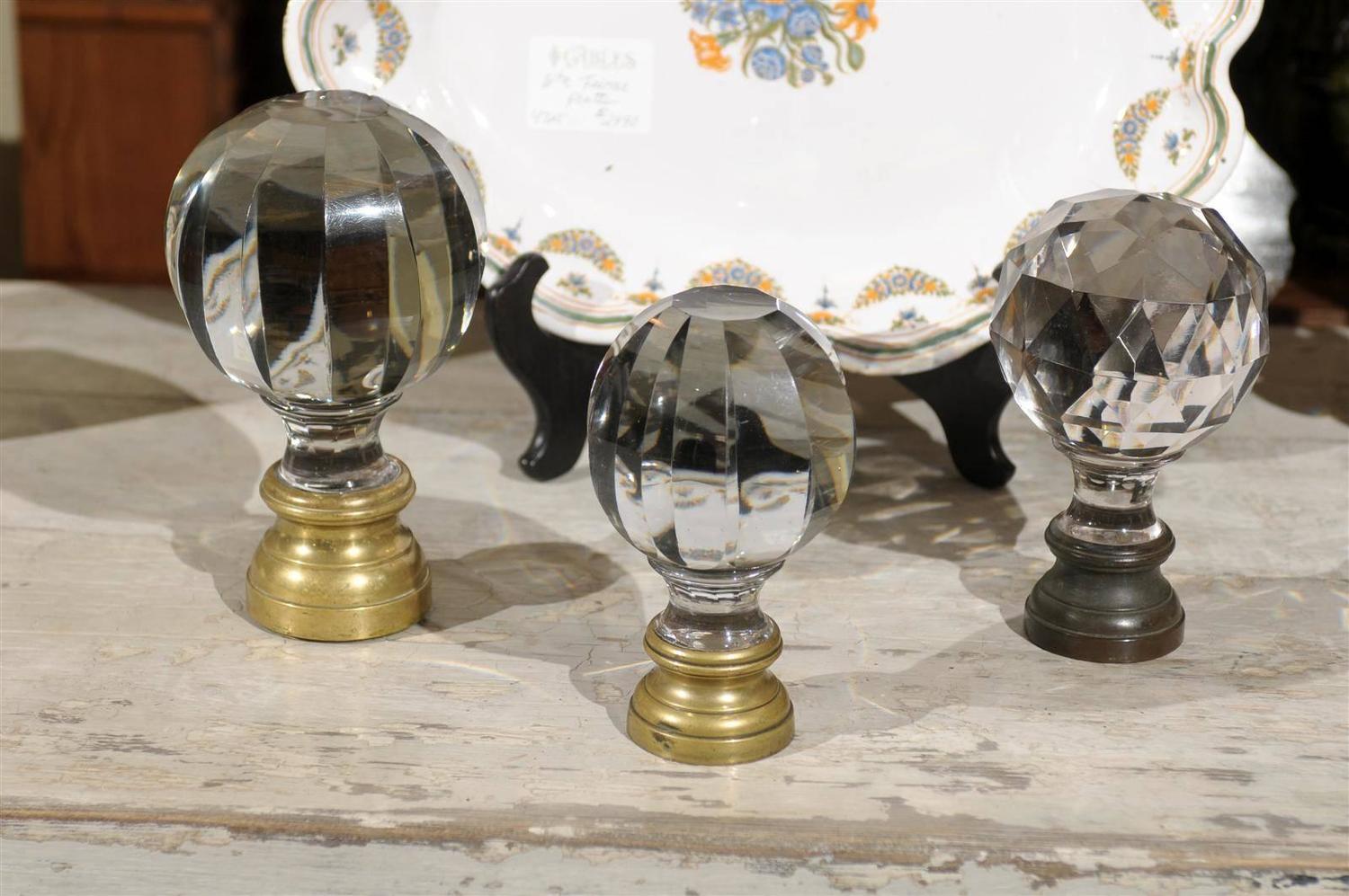 Napoleon lll Crystal and Brass Bannister Finial from France For Sale at 1stdibs