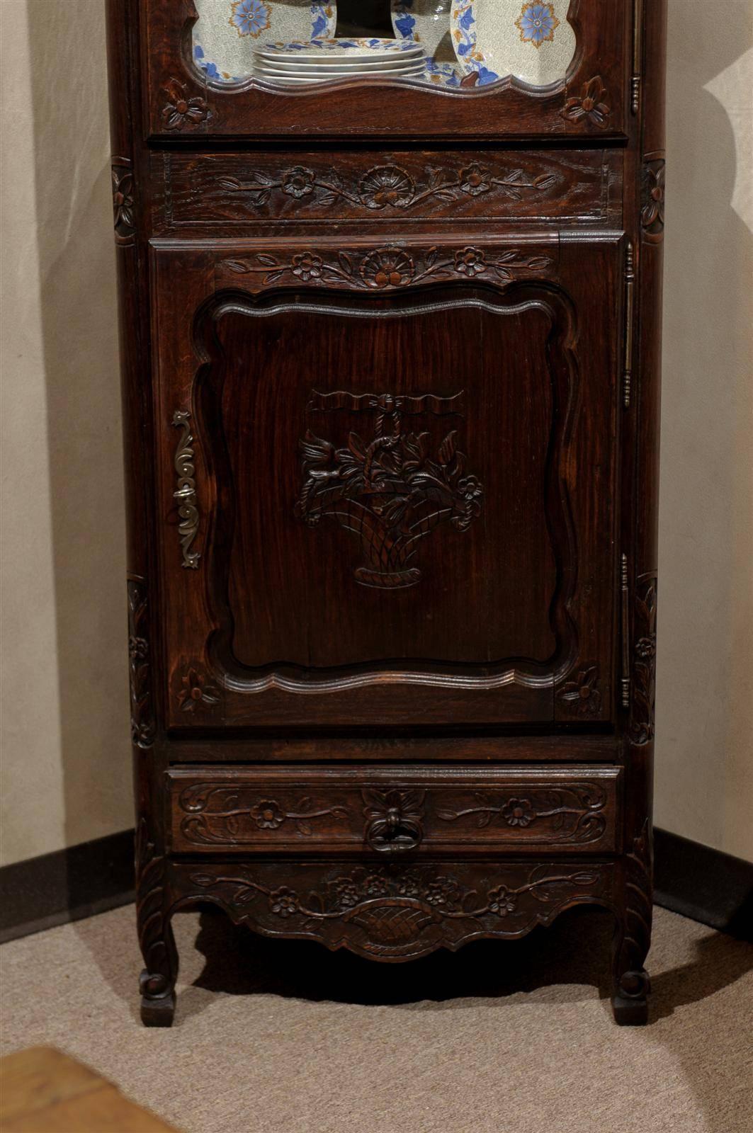 Small Carved Oak Bonnetiere from France 3