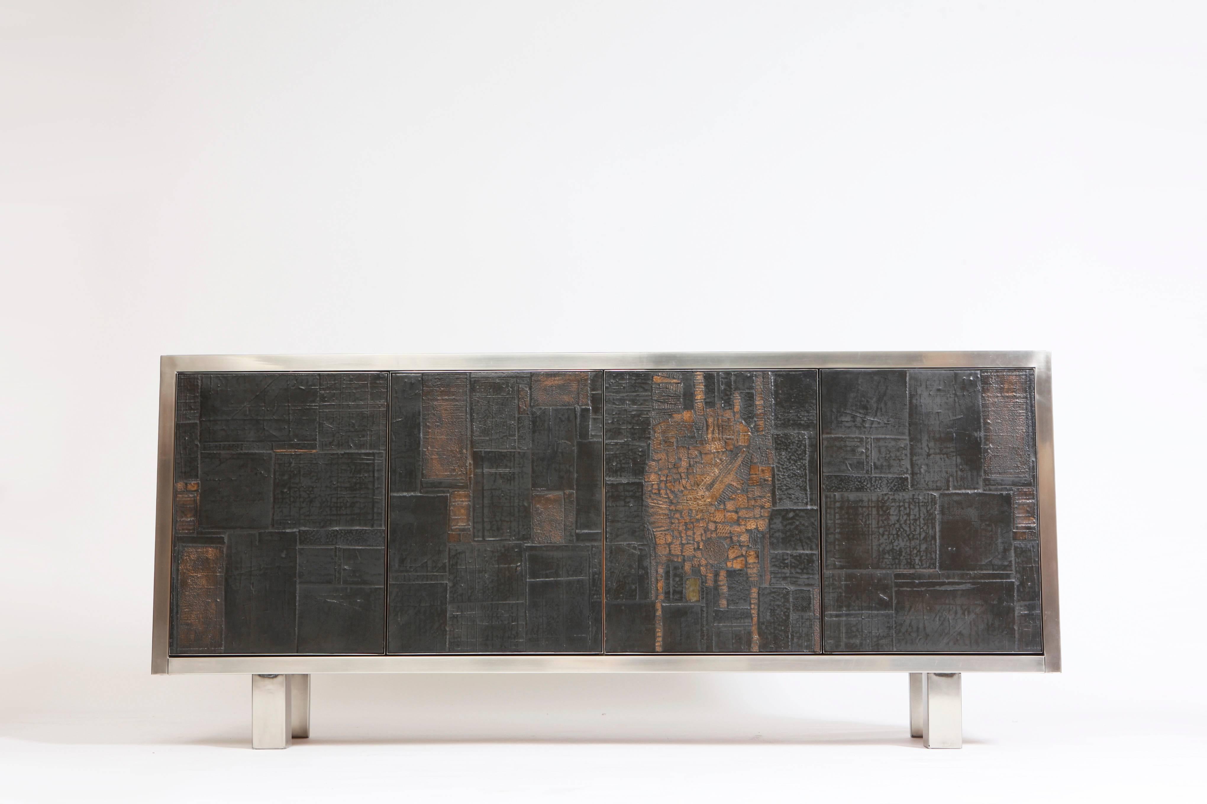 Pia Manu Ceramic Four-Panels Sideboard In Good Condition In New York, NY