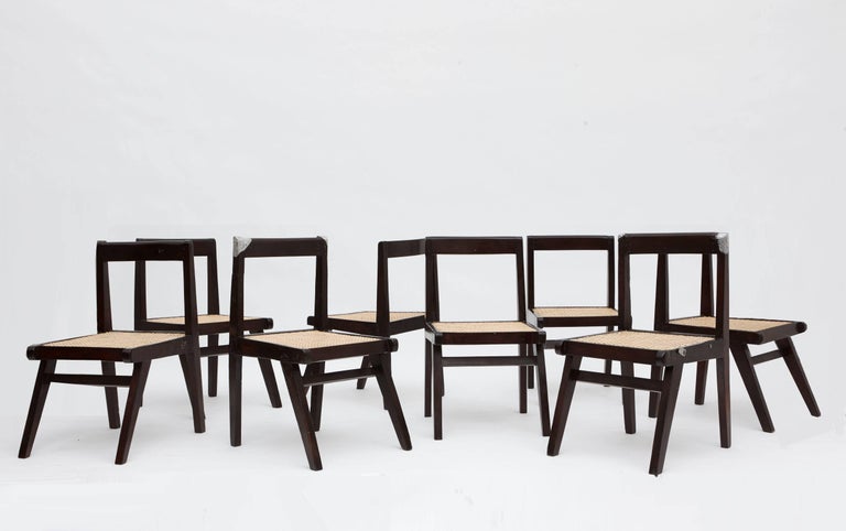 Pierre Jeanneret - Set 8 demountable chairs, circa 1955-56
Teak
