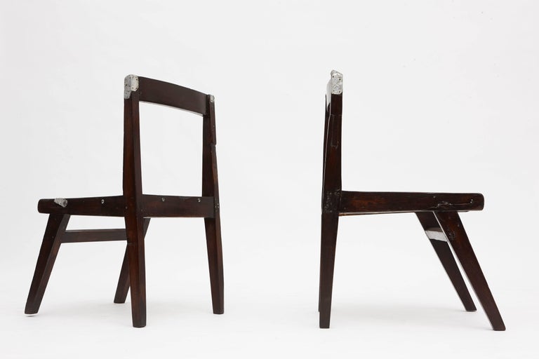 Mid-20th Century Pierre Jeanneret, Set of Eight Demountable Teak Chairs  For Sale