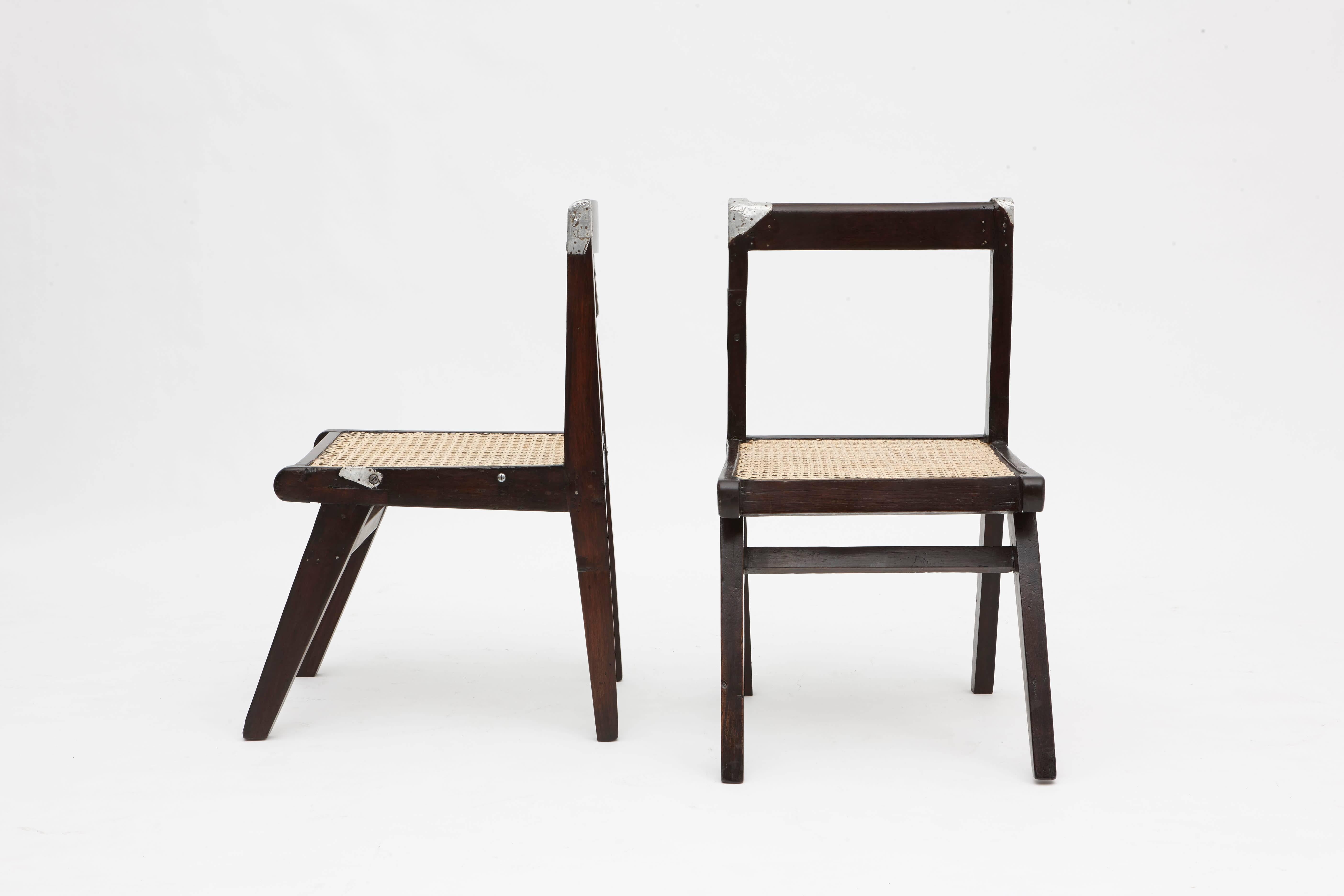 Indian Pierre Jeanneret, Set of Eight Demountable Teak Chairs  For Sale