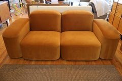 Sarah Ellison Muse Modular Sofa in Cognac Velvet, Mid-Century Modern