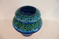 Aldo Londi for Bitossi Rimini Blu Two-Piece Ashtray Vase, Italy 1960s
