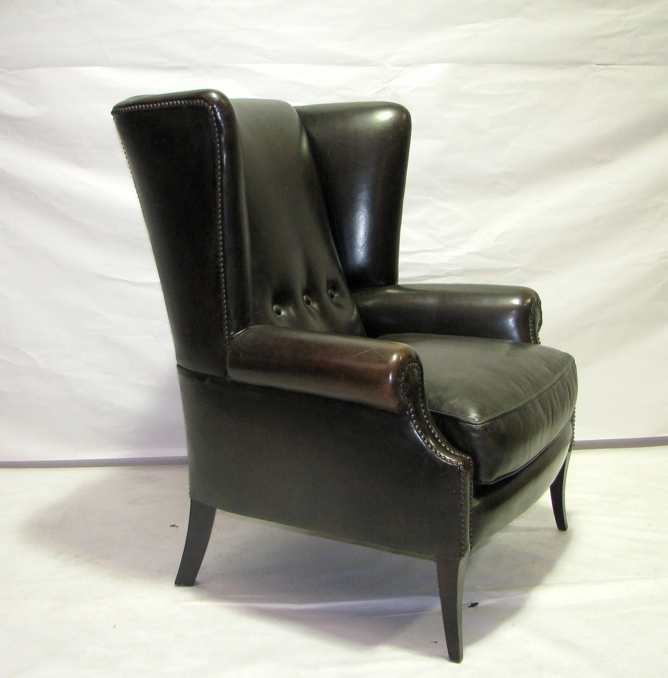 American Leather Wingback Chair