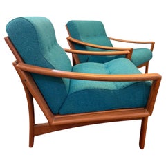 Pair of 1970s Original Glostrup Møbelfabrik Teak Lounge Chairs