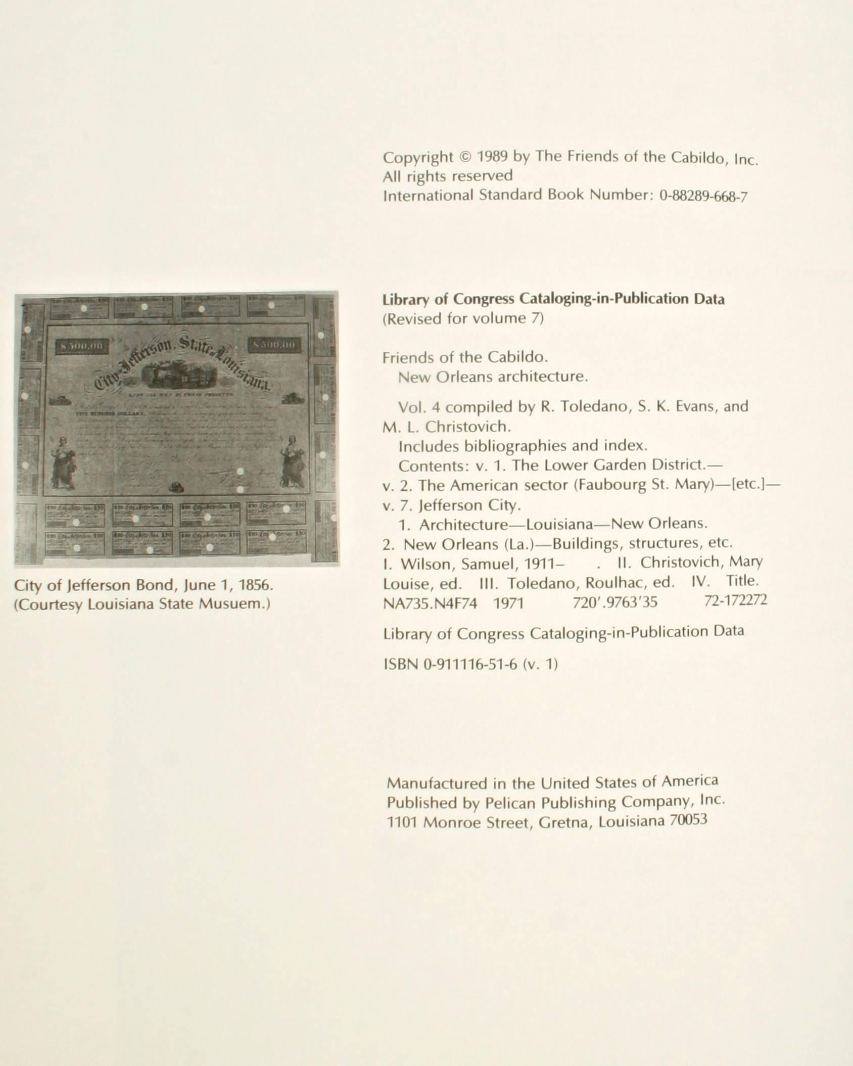Architecture de la Nouvelle-Orléans Vol. VII Jefferson City, première édition en vente 4
