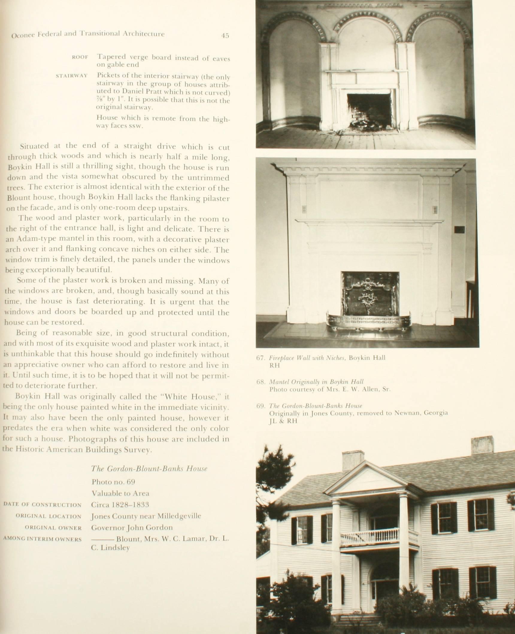 Architecture of Middle Georgia, The Oconee Area, by John Linley, 1st Ed In Good Condition For Sale In valatie, NY