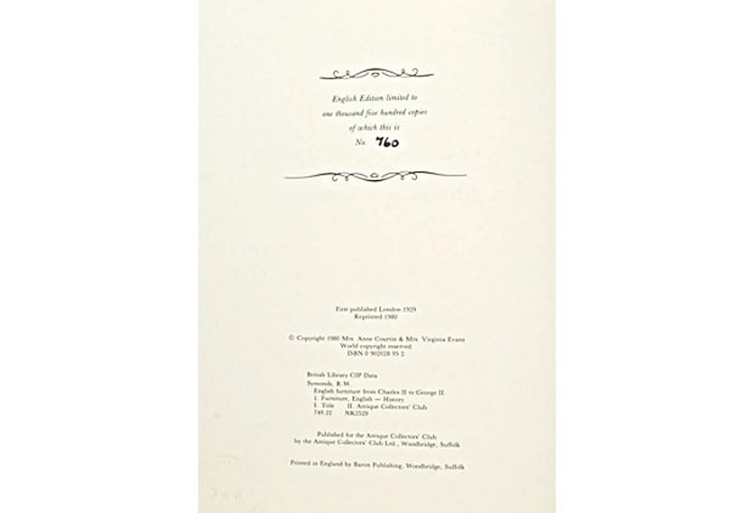 Meubles anglais de Charles II à George II, première édition limitée en vente 4