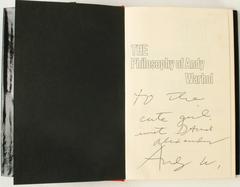 Philosophy of Andy Warhol, Signed 1st Ed