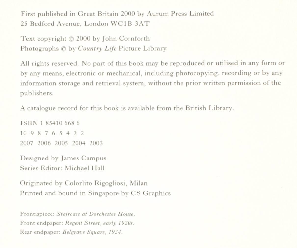 London Interiors, from the Archives of Country Life by John Cornforth, 1st Ed For Sale 2