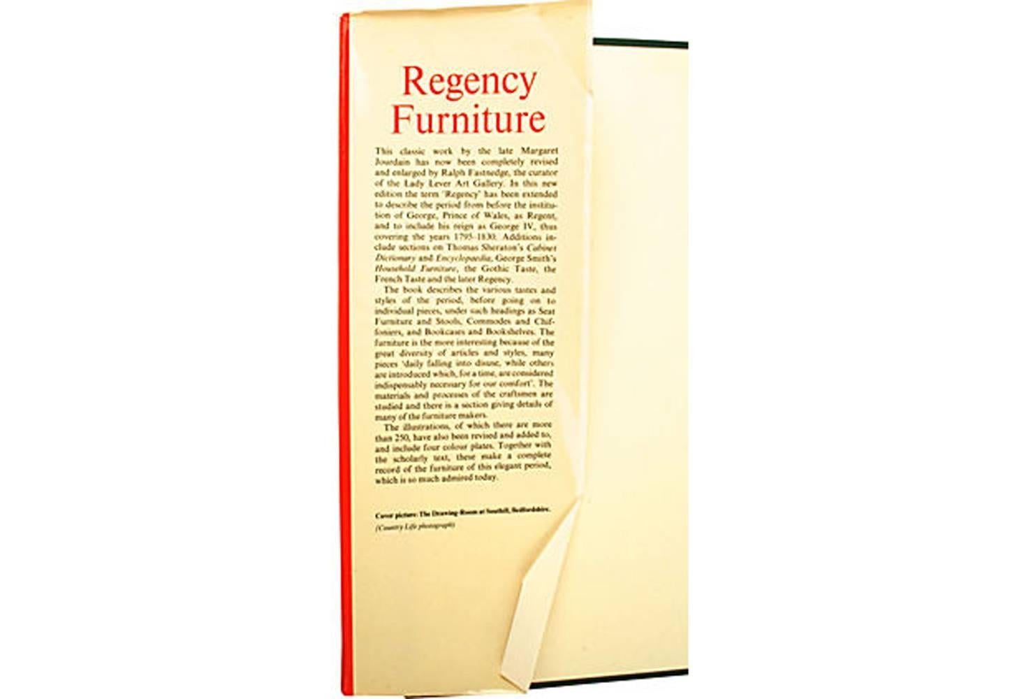 Regency furniture 1795-1820 by Margaret Jourdain. London: Country Life, 1965. First edition, thus, new format and updates by R. Fastnedge. 116 pp. Includes: Greek Revival; Thomas Hope; Thomas Sheraton's; Egyptian Revival; Chinese, Greek, French and