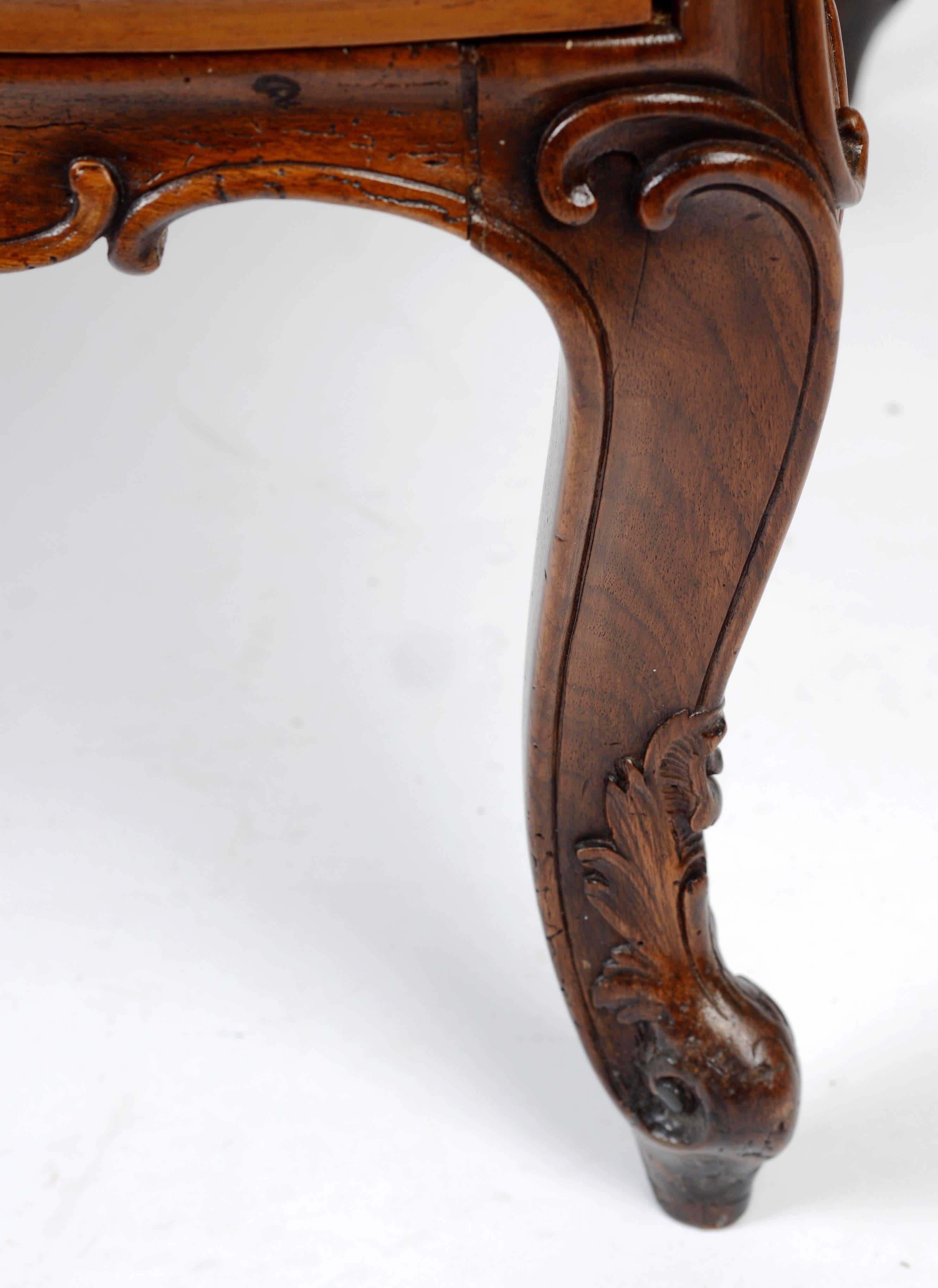 Louis XV Carved Walnut Desk with Brass Mounts, c1750 In Good Condition In valatie, NY
