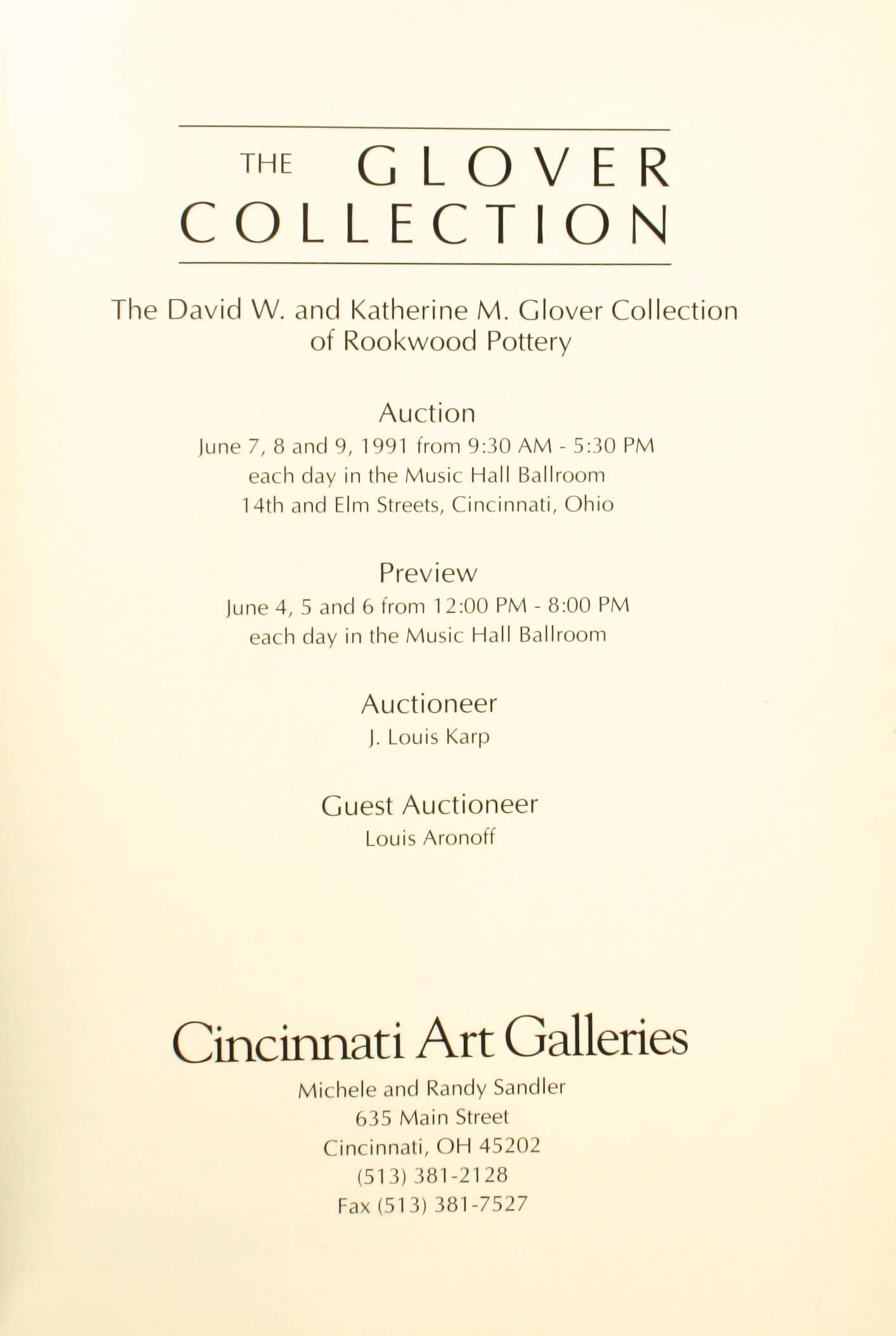 Glover Collection Rookwood Pottery by Cincinnati Art Galleries, 1st Ed For Sale 2