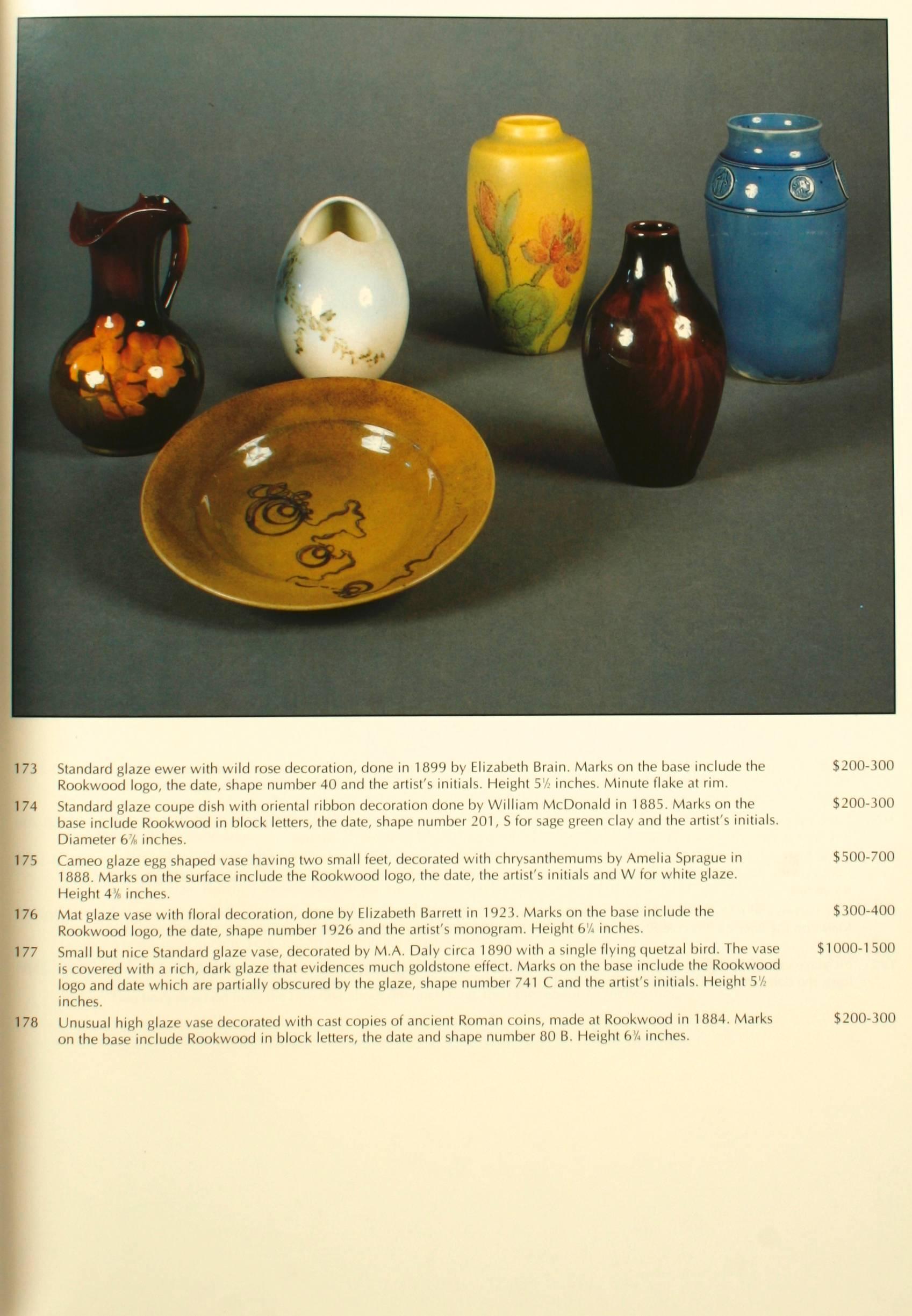 American Glover Collection Rookwood Pottery by Cincinnati Art Galleries, 1st Ed For Sale