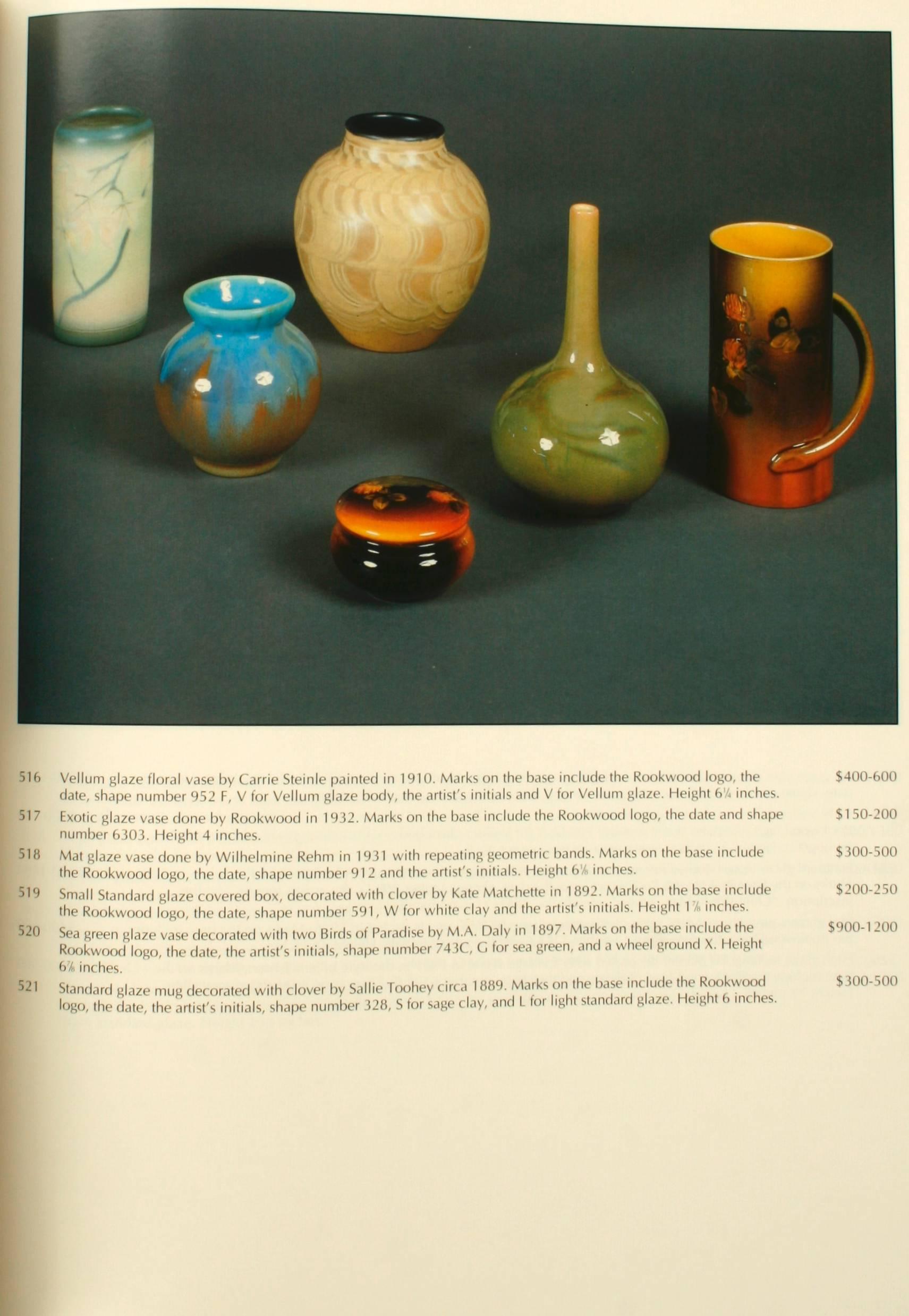Glover Collection Rookwood Pottery by Cincinnati Art Galleries, 1st Ed In Excellent Condition For Sale In valatie, NY