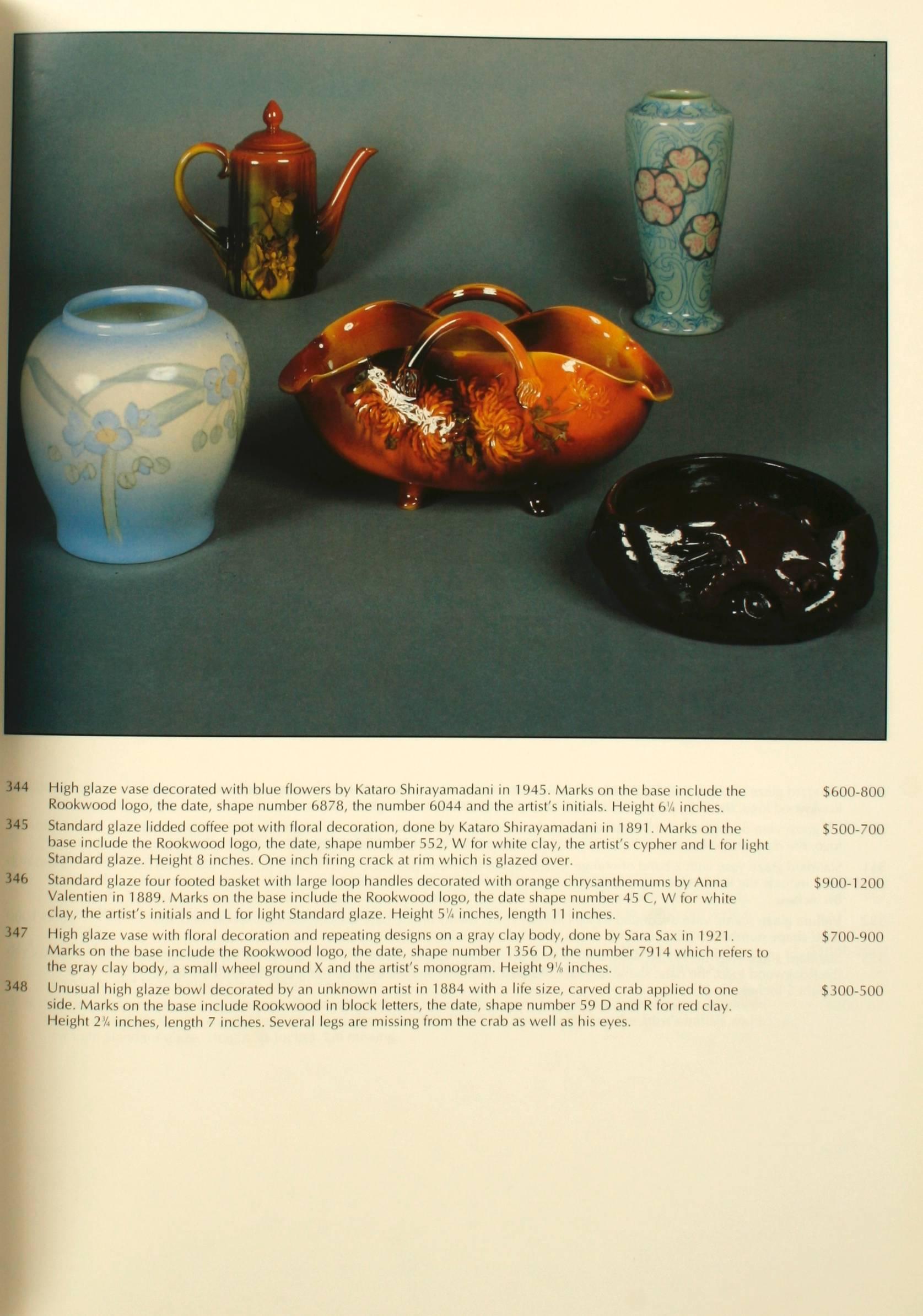 Late 20th Century Glover Collection Rookwood Pottery by Cincinnati Art Galleries, 1st Ed For Sale
