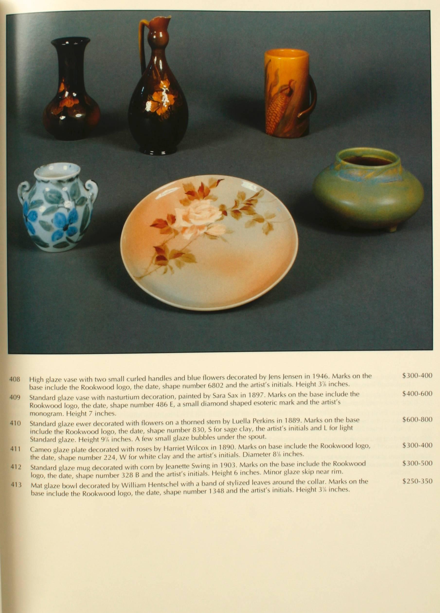 Paper Glover Collection Rookwood Pottery by Cincinnati Art Galleries, 1st Ed For Sale