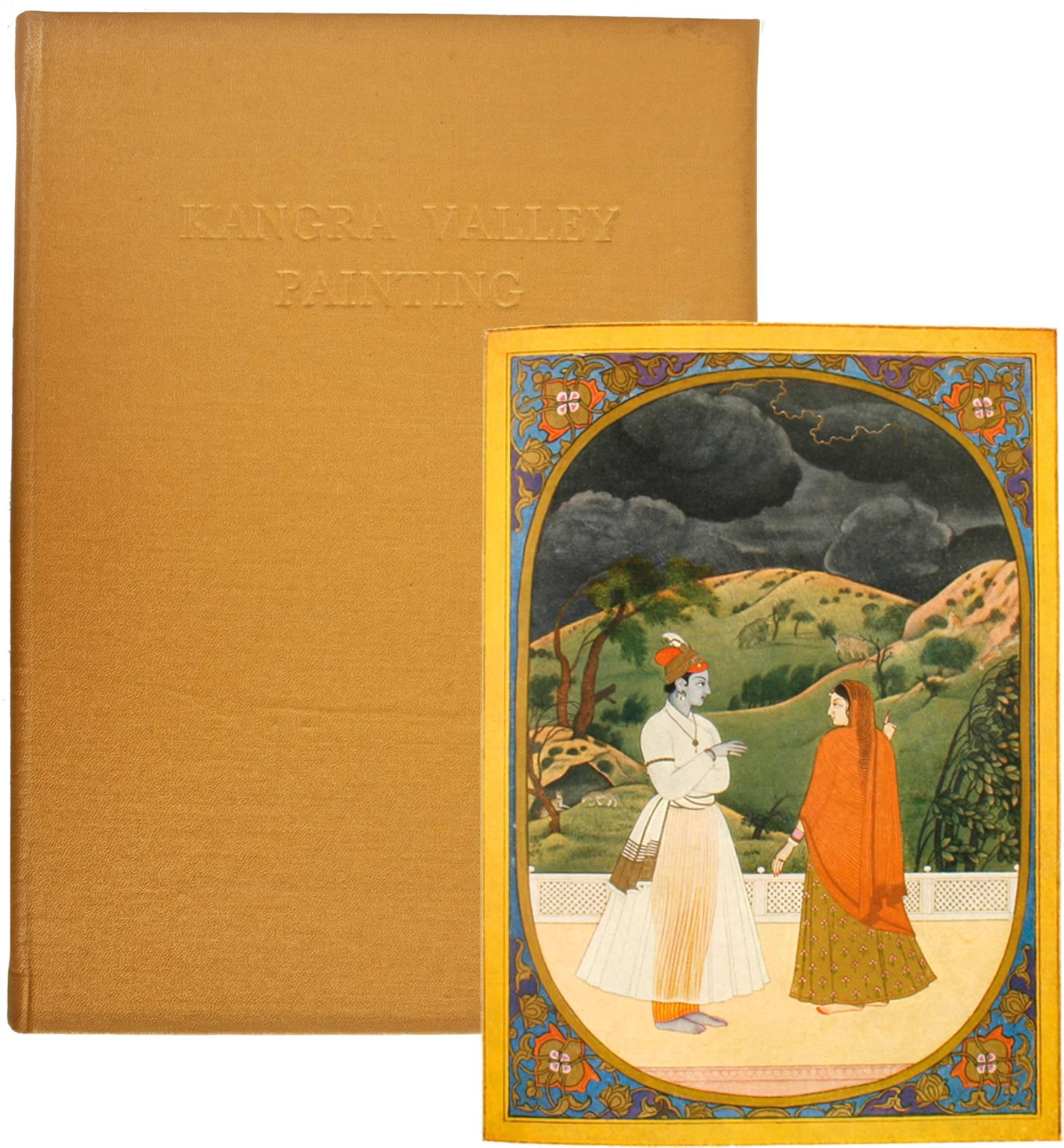 Kangra Valley Painting by M. S. Randhawa. The Publications Division, Ministry of Information and Broadcasting, Government of India, 1954. Hardcover. 17 pp of text and a frontispiece map, with 40, full color and gilt decorated plates with printed