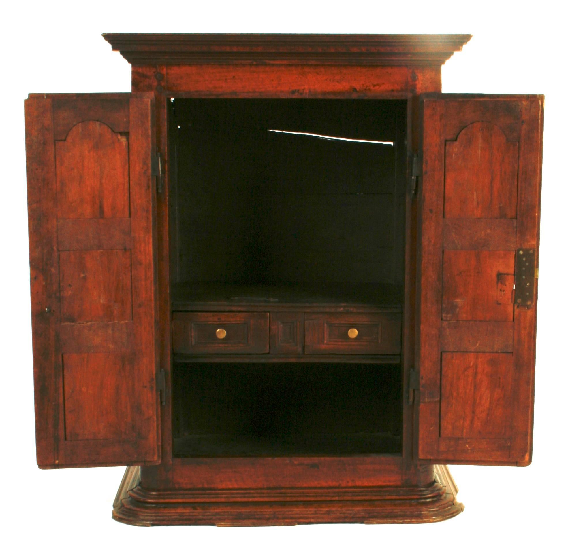 Louis XIV Inlaid and Carved Walnut Wall Cabinet, circa 1750 In Excellent Condition In valatie, NY