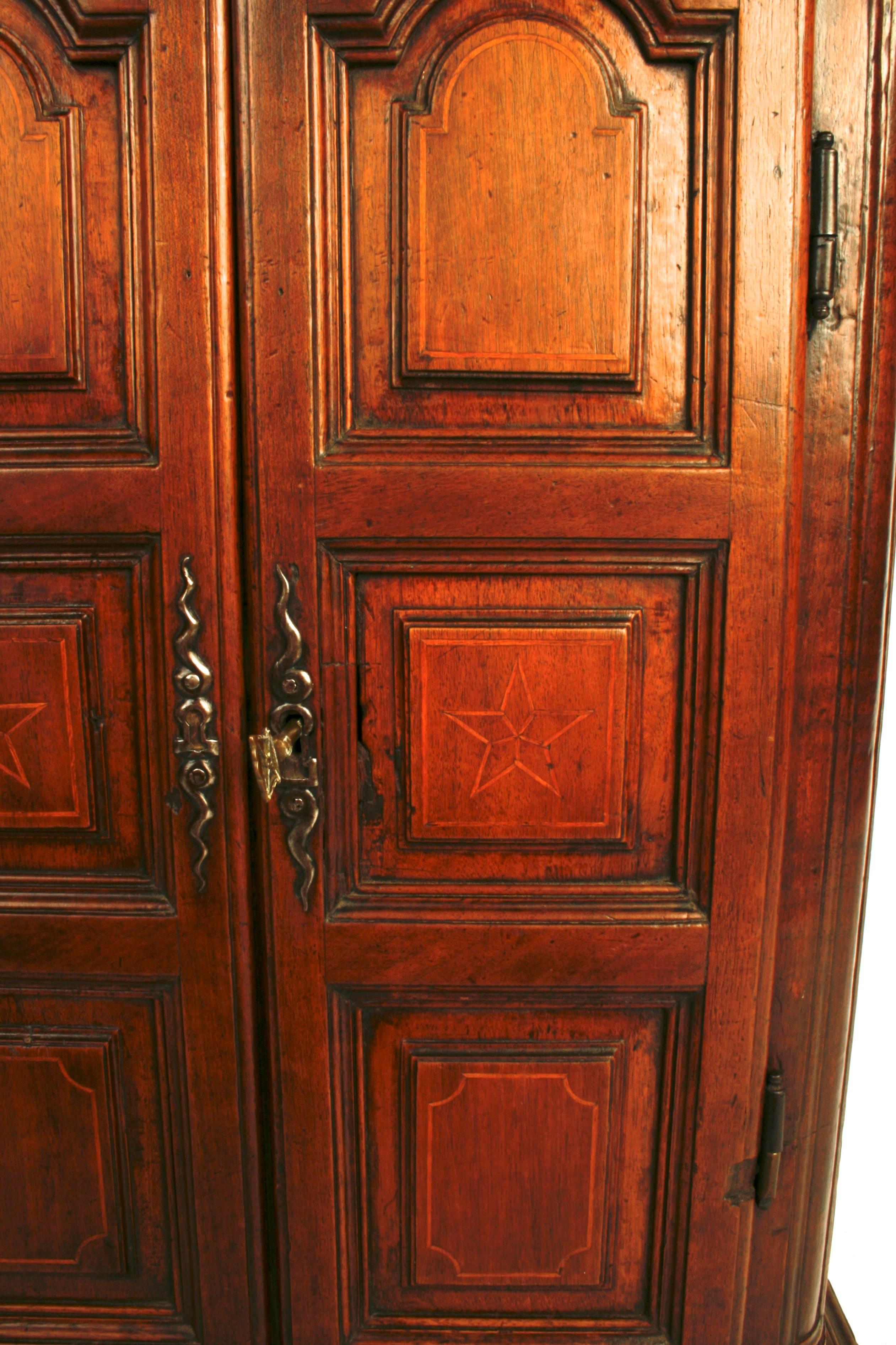 French Louis XIV Inlaid and Carved Walnut Wall Cabinet, circa 1750