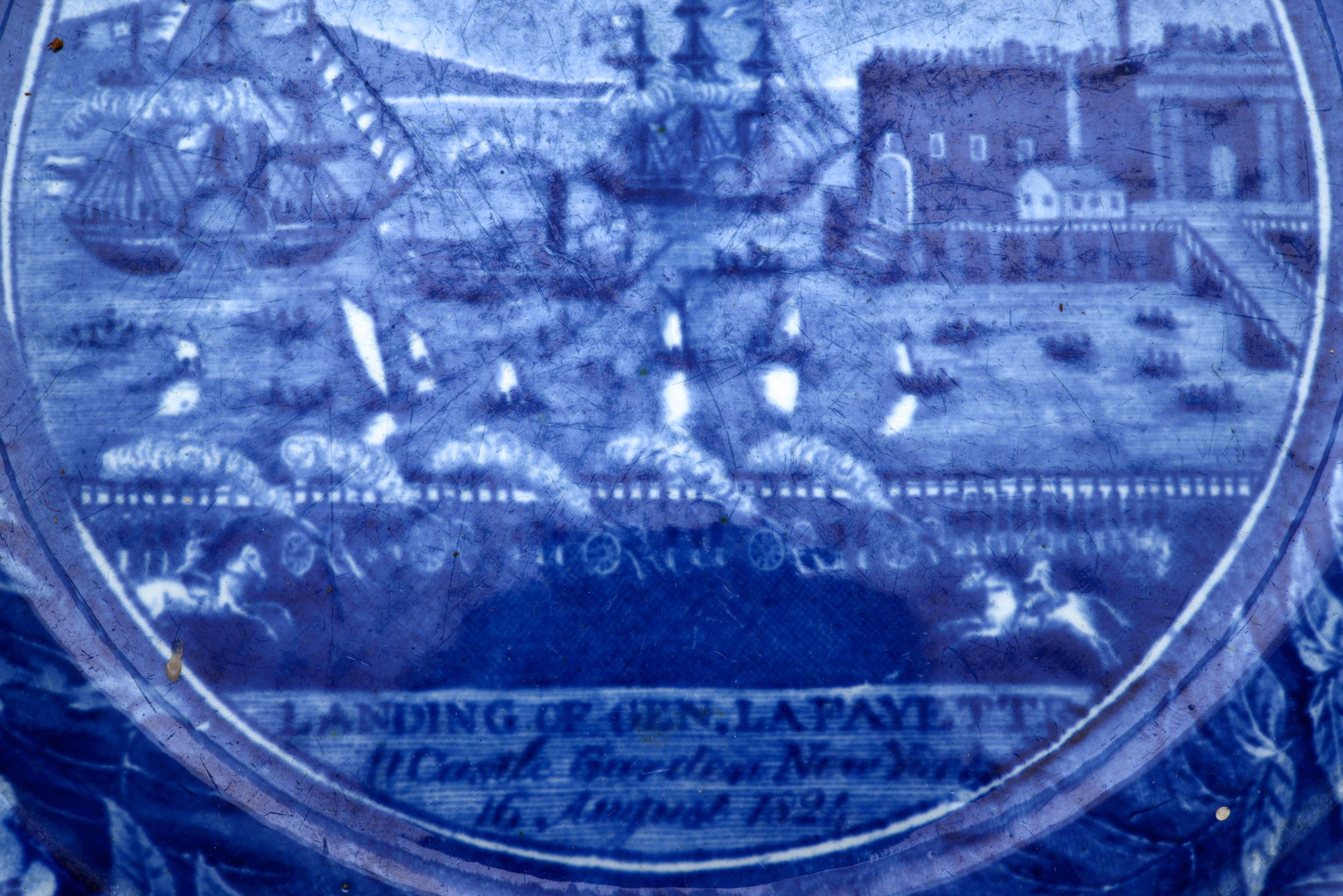 Anglais Assiette, Débarquement du Général Lafayette, Staffordshire de James & Ralph Clews en vente