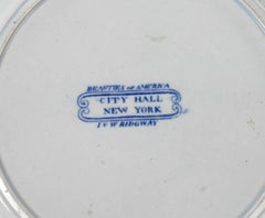 Piatto Staffordshire blu della City Hall di New York di J & W Ridgway