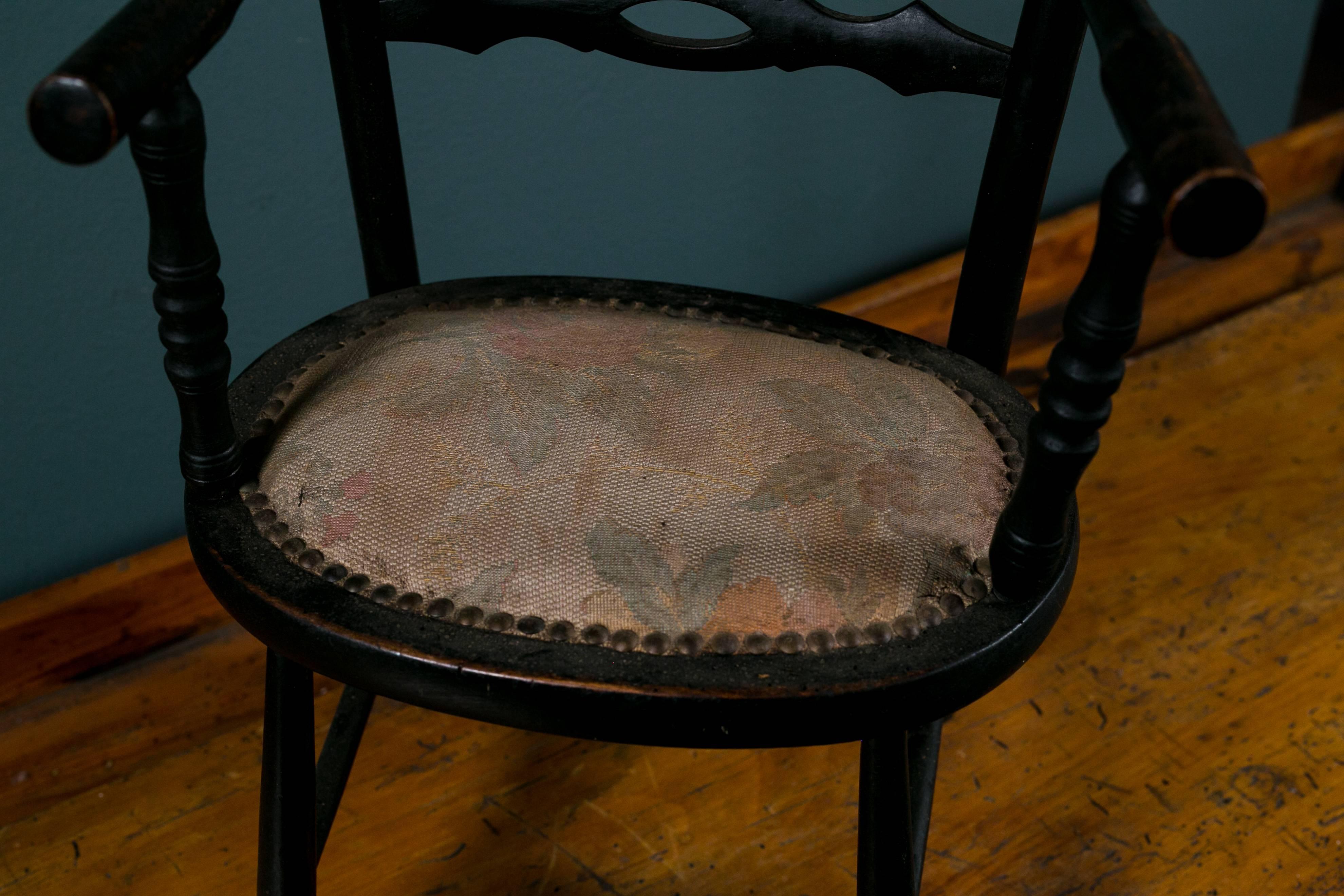 French Upholstered Wood Napoleon III  Child's Arm Chair from France, circa 1890