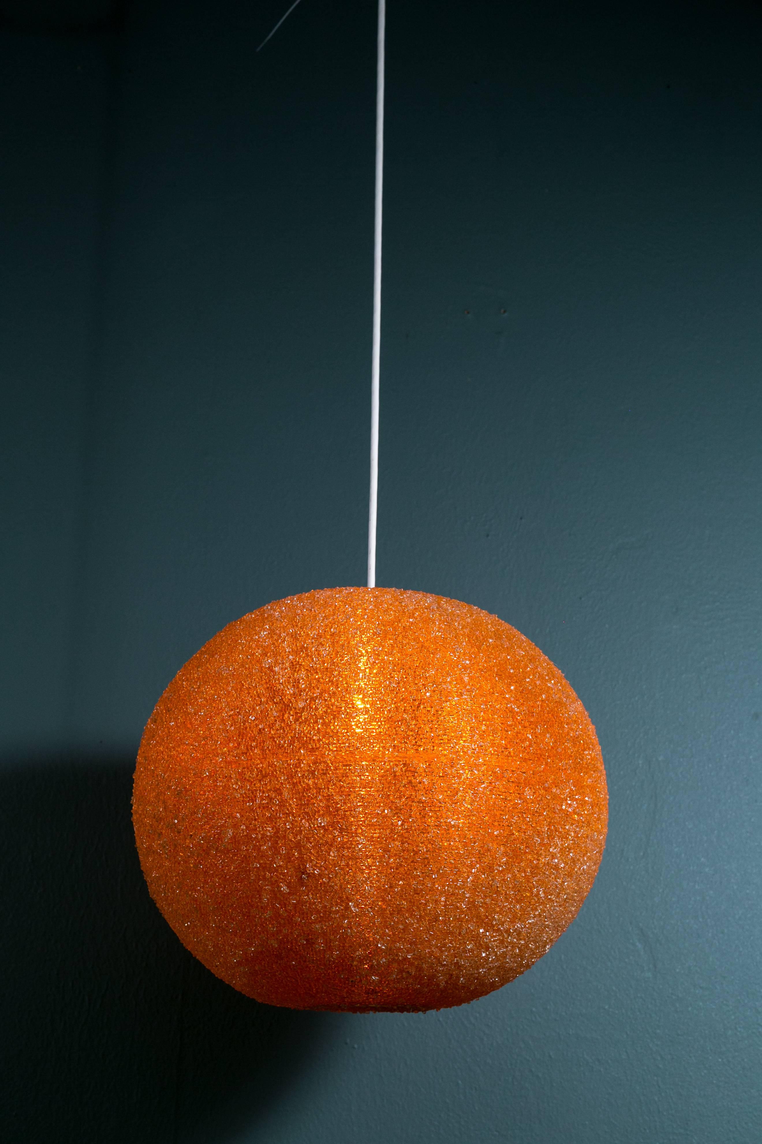 Mid-Century Modern Vintage Orange Sphere Pendant