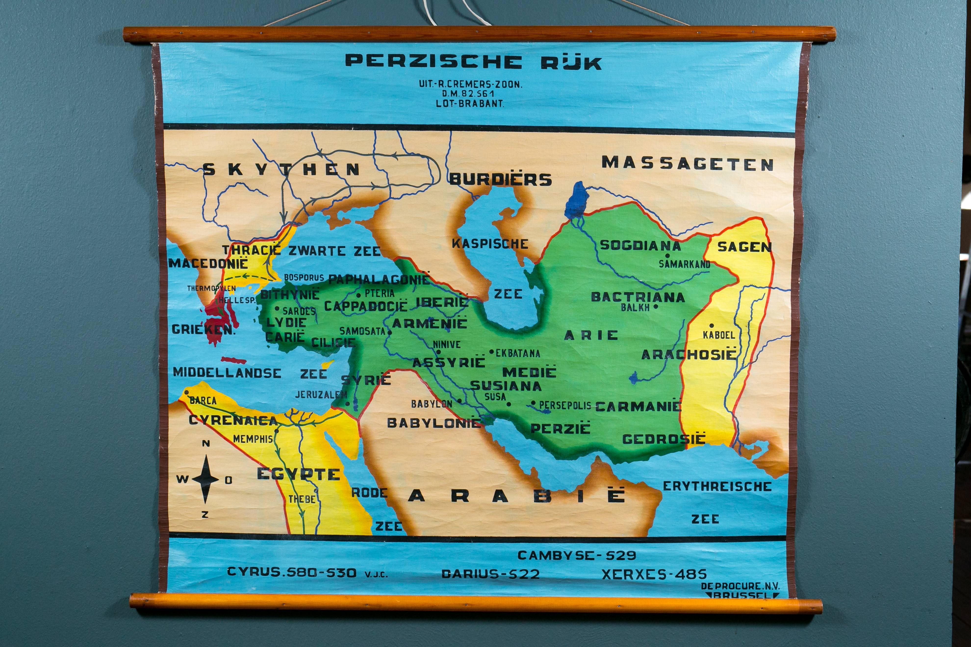 Other Hand-Painted Map of Persia circa 1960