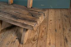 Chunky Rustic Wooden Bench with Back, circa 1920