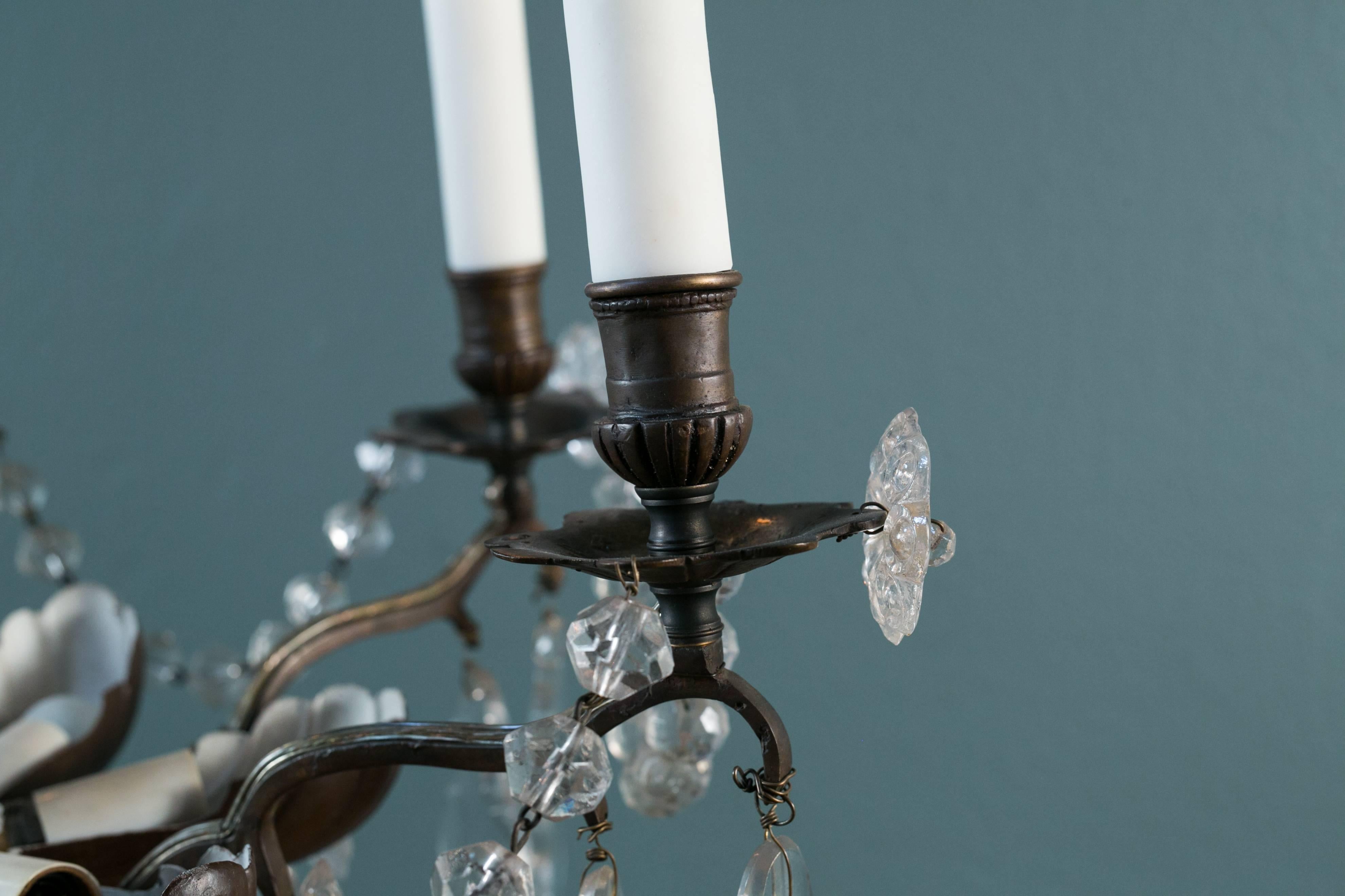 French Bronze and Crystal Chandelier from France circa 1890