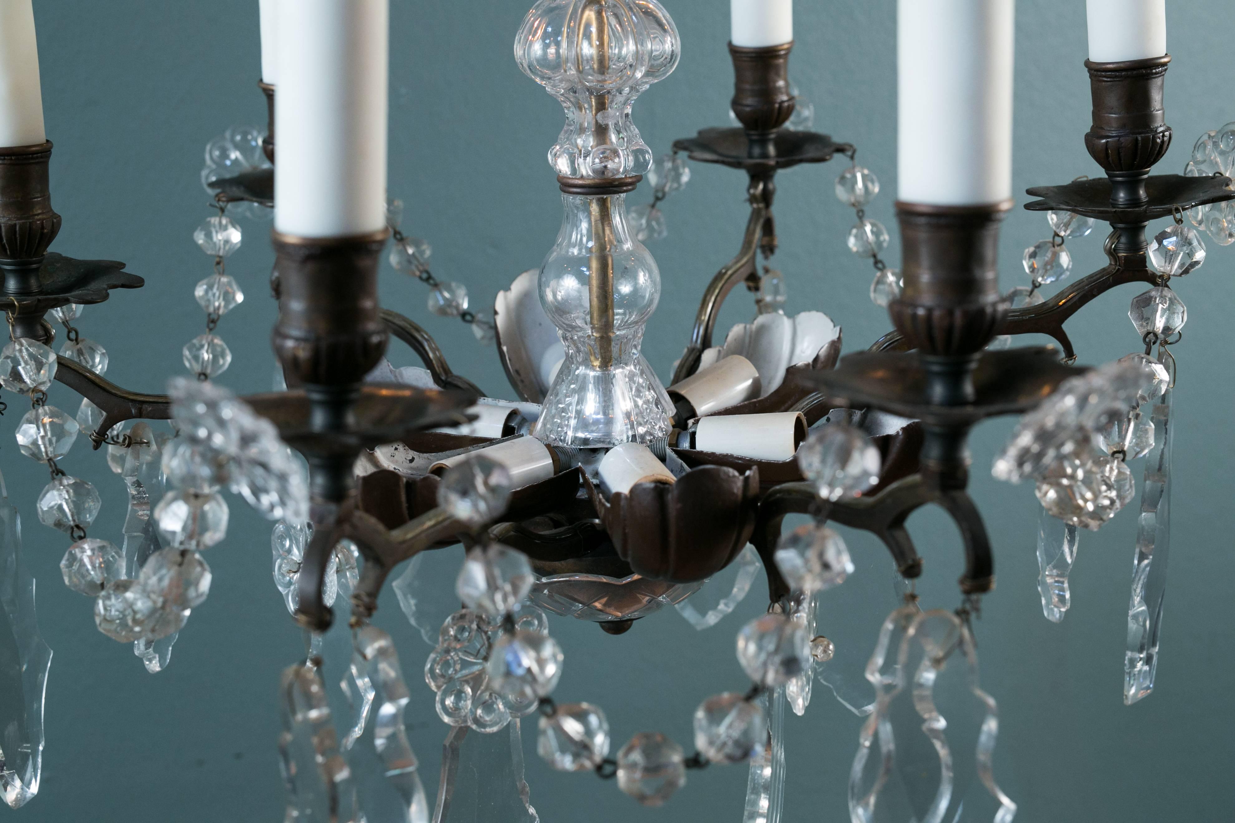 Late 19th Century Bronze and Crystal Chandelier from France circa 1890