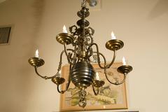 Belgian Bronze Dutch Baroque Chandelier with Lion's Head Final, circa 1900