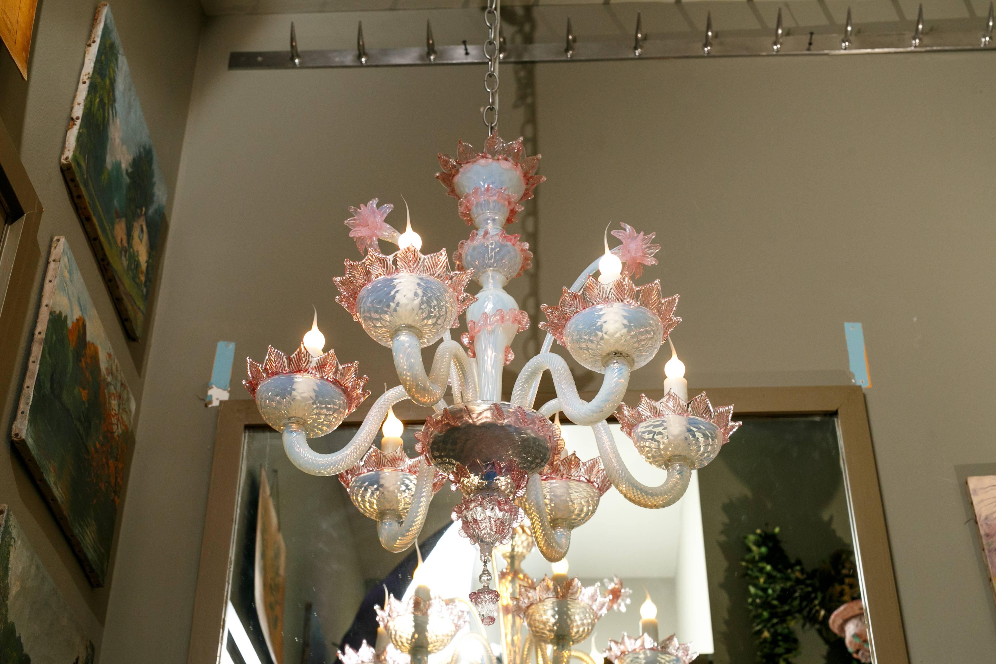 pink murano glass chandelier