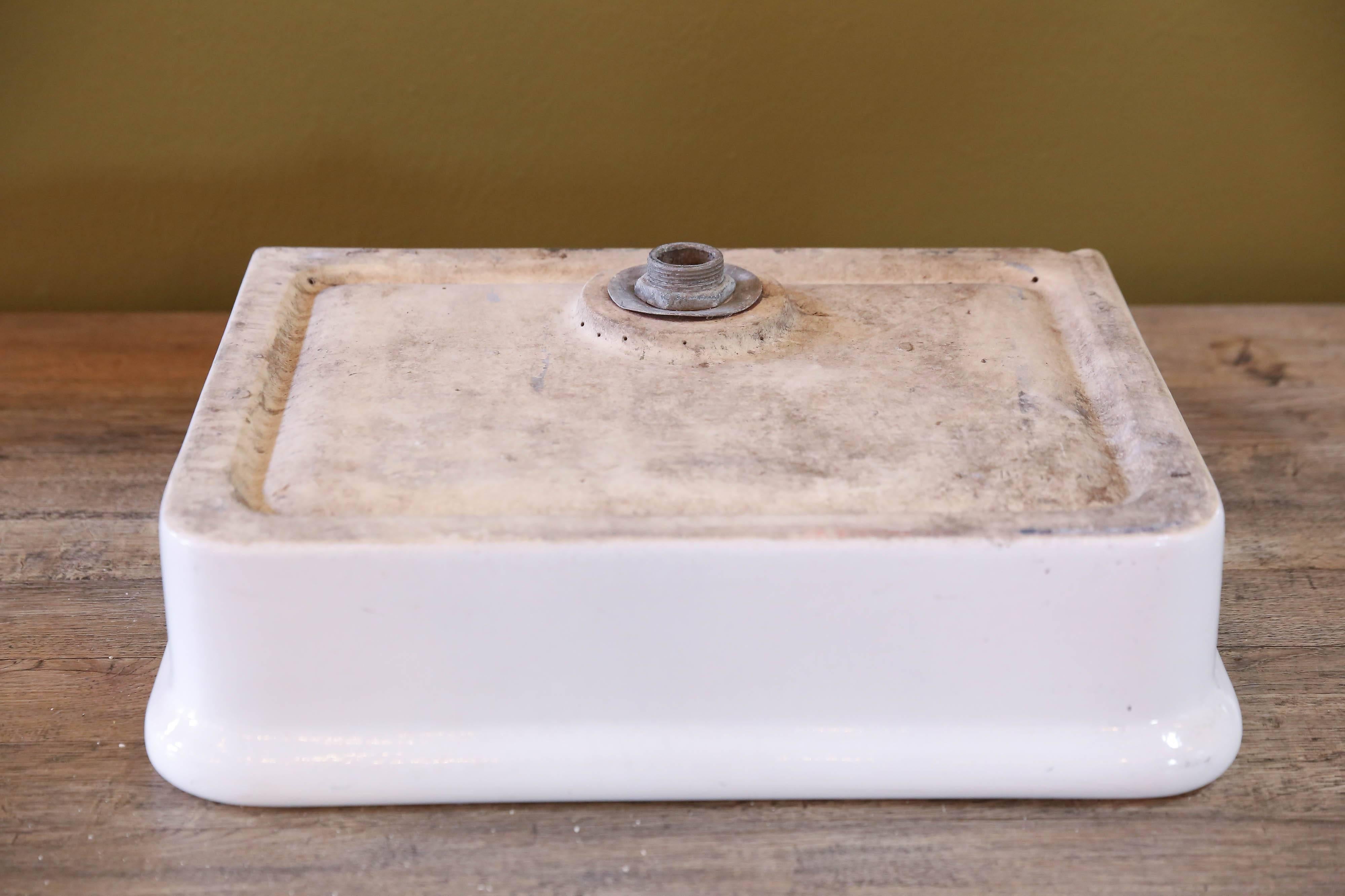 Other White Porcelain Farm Sink with Drain Cover from France, circa 1900